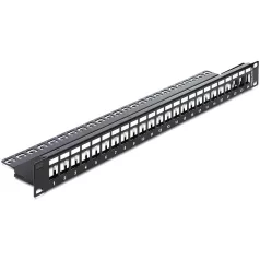   Delock 19"-s 24 portos Keystone patchpanel tehermentesítővel