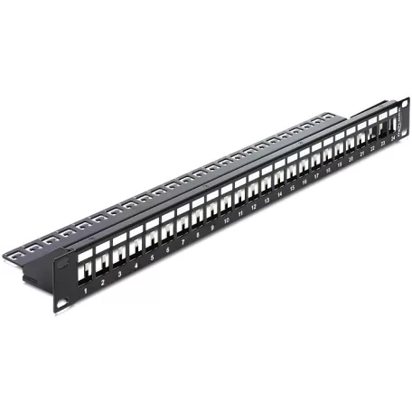 Delock 19"-s 24 portos Keystone patchpanel tehermentesítővel