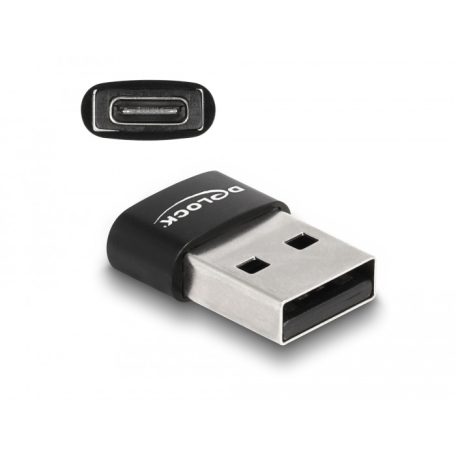 Delock USB 2.0 adapter A-típusú USB apa - USB Type-C  anya fekete