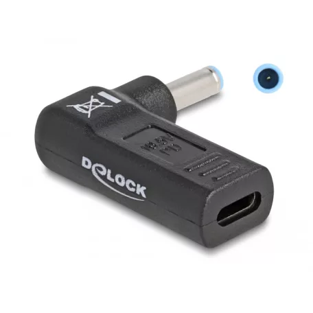 Delock Laptop töltőkábel adapter USB Type-C™ anya - HP 4,5 x 3,0 mm apa 90° fokban hajlított