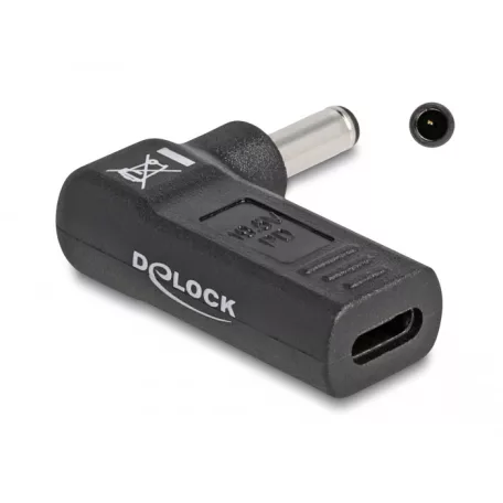 Delock Laptop töltőkábel adapter USB Type-C™ anya - Dell 4,5 x 3,0 mm apa 90° fokban hajlított