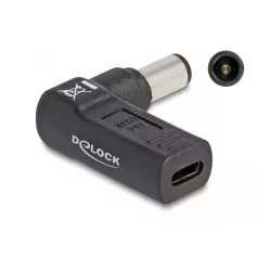   Delock Laptop töltőkábel adapter USB Type-C™ anya - Dell 7,4 x 5,0 mm apa 90° fokban hajlított