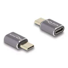   Delock USB Adapter 40 Gbps USB Type-C™ PD 3.0 100 W csatlakozódugóval - csatlakozóhüvellyel, portkímélővel 8K 60 Hz fém