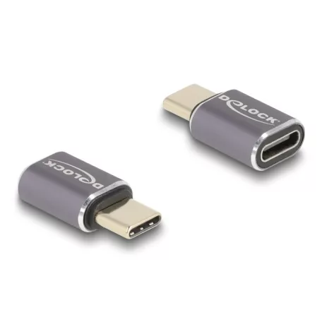 Delock USB Adapter 40 Gbps USB Type-C™ PD 3.0 100 W csatlakozódugóval - csatlakozóhüvellyel, portkímélővel 8K 60 Hz fém