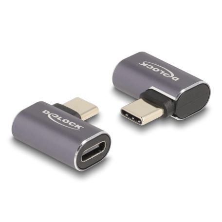 Delock USB Adapter 40 Gbps USB Type-C™ PD 3.0 100 W csatlakozódugóval - csatlakozóhüvellyel, ívelt bal / jobb 8K 60 Hz fém