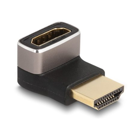 Delock HDMI adapter apa - anya 90° lefelé néző csatlakozódugóval 8K 60 Hz szürke fém