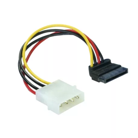 Delock 15 tűs SATA HDD (derékszögű) - 4 tűs apa (Molex) hálózati kábel, 15 cm