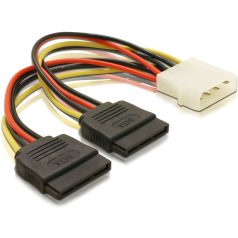   Delock 2 db 15 tűs SATA HDD – 4 tűs apa (Molex) hálózati kábel, 16 cm