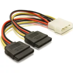   Delock 2 db 15 tűs SATA HDD – 4 tűs apa (Molex) hálózati kábel, 16 cm