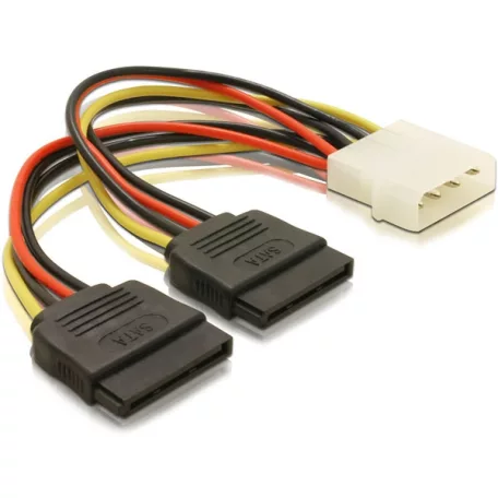 Delock 2 db 15 tűs SATA HDD – 4 tűs apa (Molex) hálózati kábel, 16 cm