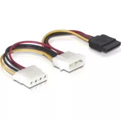   Delock 15 tűs SATA HDD – 2 db 4 tűs Molex (apa/anya) hálózati kábel, 16,5 cm