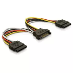   Delock 15 tűs SATA - 2 db SATA HDD (egyenes) hálózati kábel, 15 cm