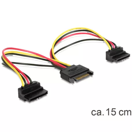 Delock SATA 15pin > 2x SATA HDD - tápkábel, forgatott