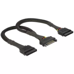   Delock SATA tápkábel 15 tűs anya > 2 x SATA 15 tűs apa 25 cm