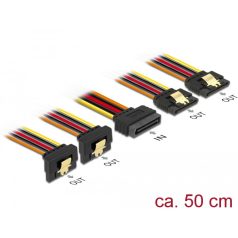   Delock 15 pin-es SATA kábel bemeneti zár funkcióval > 15 pin-es SATA tápcsatlakozó kimeneti 2 x egye