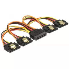   Delock 15 pin-es SATA kábel bemeneti > 15 pin-es SATA tápcsatlakozó kimeneti 4 x egyenes 15 cm