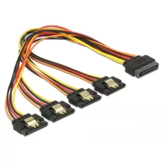   Delock 15 pin-es SATA kábel > 15 pin-es SATA tápcsatlakozó kimeneti 4 x egyenes 30 cm