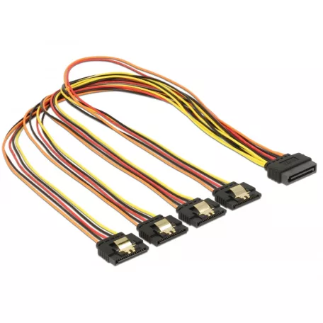 Delock 15 pin-es SATA kábel > 15 pin-es SATA tápcsatlakozó kimeneti 4 x egyenes 50 cm