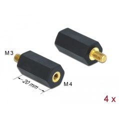   Delock Távtartó M4 - M3, hatszögletű, belső menetes / külső menetes, 20 mm-es, természetes fekete 4