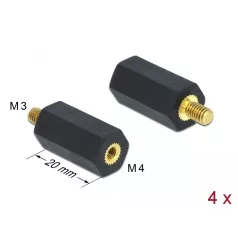   Delock Távtartó M4 - M3, hatszögletű, belső menetes / külső menetes, 20 mm-es, természetes fekete 4