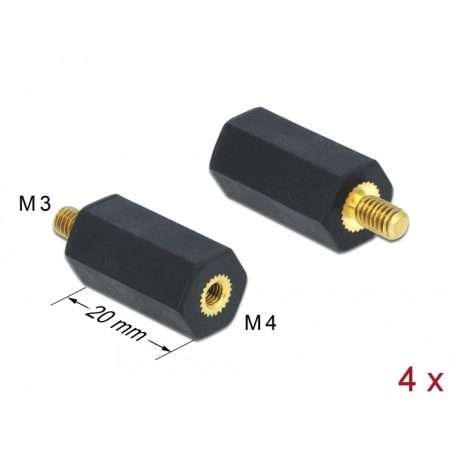 Delock Távtartó M4 - M3, hatszögletű, belső menetes / külső menetes, 20 mm-es, természetes fekete 4