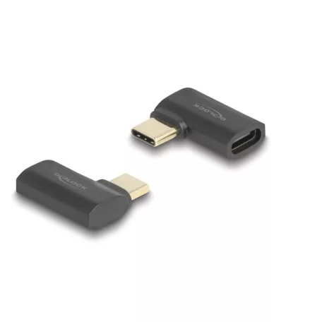 Delock USB Adapter 40 Gbps USB Type-C™ PD 3.1 240 W csatlakozódugóval - csatlakozóhüvellyel, ívelt bal / jobb 8K 60 Hz