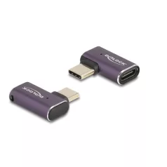   Delock USB Adapter 40 Gbps USB Type-C™ PD 3.1 240 W csatlakozódugóval - csatlakozóhüvellyel, ívelt bal / jobb 8K 60 Hz fém