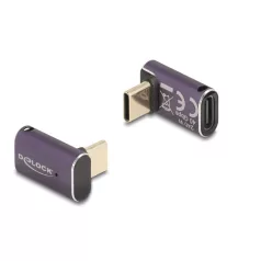   Delock USB Adapter 40 Gbps USB Type-C™ PD 3.1 240 W csatlakozódugóval - csatlakozóhüvellyel, ívelt 8K 60 Hz fém