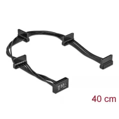   Delock SATA-tápkábel 15 tűs csatlakozódugóval > 4 x 15 tűs SATA-csatlakozóhüvely, 40 cm, fekete