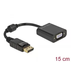   Delock Adapter DisplayPort 1.2-dugós csatlakozó-VGA-csatlakozóhüvely passzív fekete