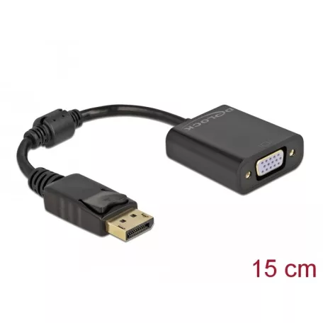 Delock Adapter DisplayPort 1.2-dugós csatlakozó-VGA-csatlakozóhüvely passzív fekete