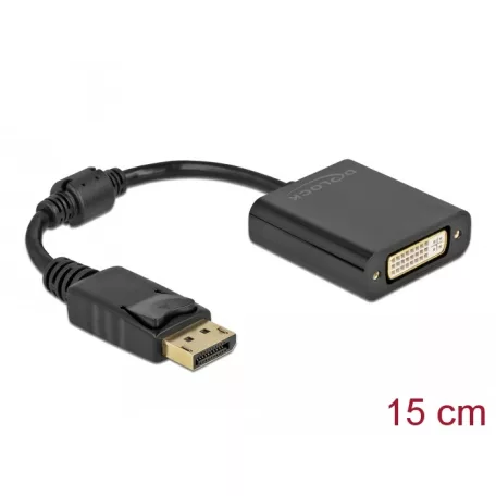 Delock Adapter DisplayPort 1.1-dugós csatlakozó – DVI-csatlakozóhüvely passzív fekete