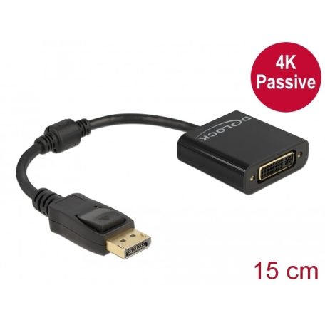 Delock Adapter DisplayPort 1.2-dugós csatlakozó -DVI-csatlakozóhüvely 4K ...