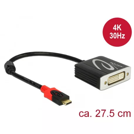 Delock Adapter USB Type-C™ csatlakozódugóval > DVI csatlakozóhüvellyel (DP váltakozó mód) 4K 30 Hz