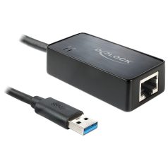   Delock adapter USB 3.0 > Gigabit LAN 10/100/1000 Mb/s, telepítő CD-vel,fekete
