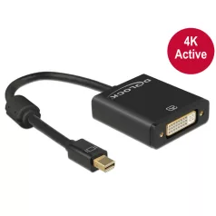   Delock Adapter mini Displayport 1.2-dugós csatlakozó > DVI-csatlakozóhüvely 4K aktív, fekete