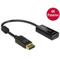   Delock Adapter Displayport 1.2-dugós csatlakozó > HDMI-csatlakozóhüvely 4K passzív, 20cm, fekete