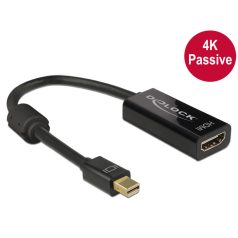   Delock Adapter mini Displayport 1.2-dugós csatlakozó > HDMI-csatlakozóhüvely 4K passzív,20cm, fekete