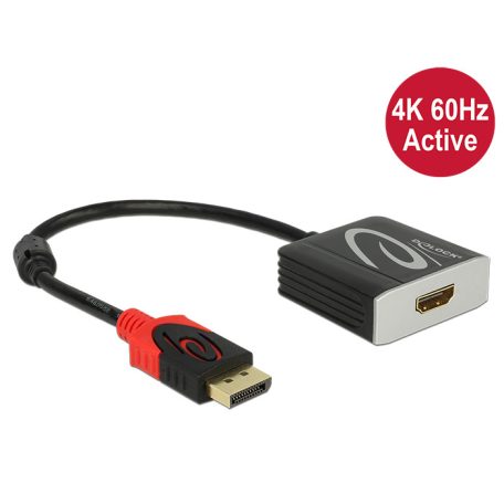 Delock Adapter Displayport 1.2-dugós csatlakozó > HDMI-csatlakozóhüvely 4K 60 Hz aktív