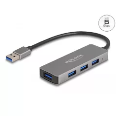   Delock 4 portos USB 3.2 Gen 1 hub USB Type-A csatlakozóval – USB Type-A portok az oldalán