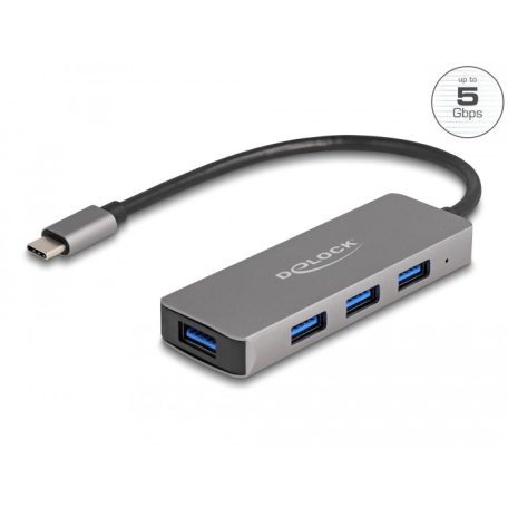 Delock 4 portos USB 3.2 Gen 1 hub USB Type-C csatlakozóval   USB Type-A portok ...