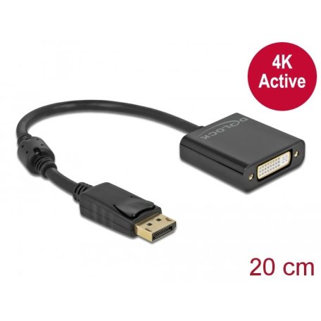 Delock Adapter DisplayPort 1.2-dugós csatlakozó-DVI-csatlakozóhüvely 4K ...