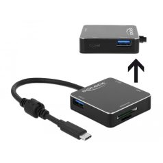 Delock 3 portos, USB 3.1 Gen 1 elosztó USB Type-C  kapcsolattal és SD + Micro ...
