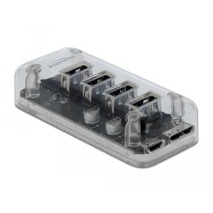 Delock Külső 3.0 USB hub 4 porttal, átlátszó