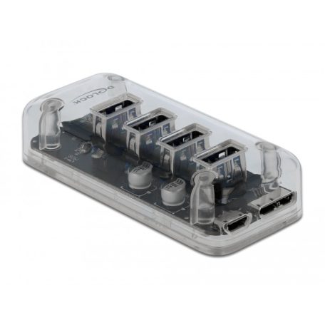 Delock Külső 3.0 USB hub 4 porttal, átlátszó