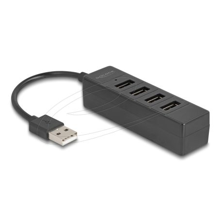 Delock USB Hub 4 portos USB 2.0 4 x USB Type-A csatlakozóval, fekete