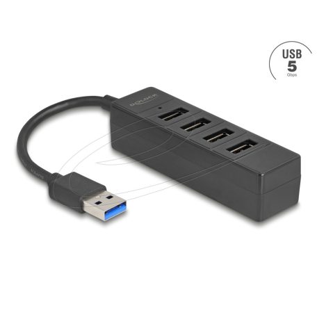 Delock USB Hub 4 porttal USB 5 Gbps 4 x A-típusú USB csatlakozóval fekete