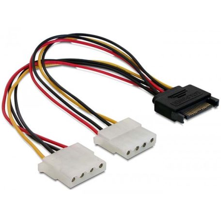 Delock 15 tűs SATA (apa)   2 db 4 tűs Molex (anya), 20 cm-es hálózati kábel
