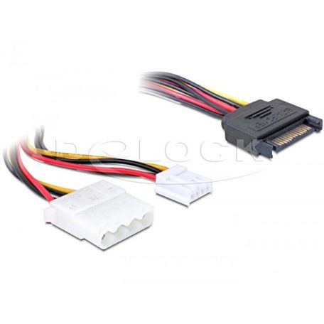 Delock 15 tűs SATA (apa) - 4 tűs Molex (anya) + 3,5" floppy, Y hálózati kábel