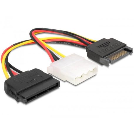 Delock 15 tűs SATA (apa) – 4 tűs Molex (anya) + 15 tűs SATA (anya), hálózati kábel